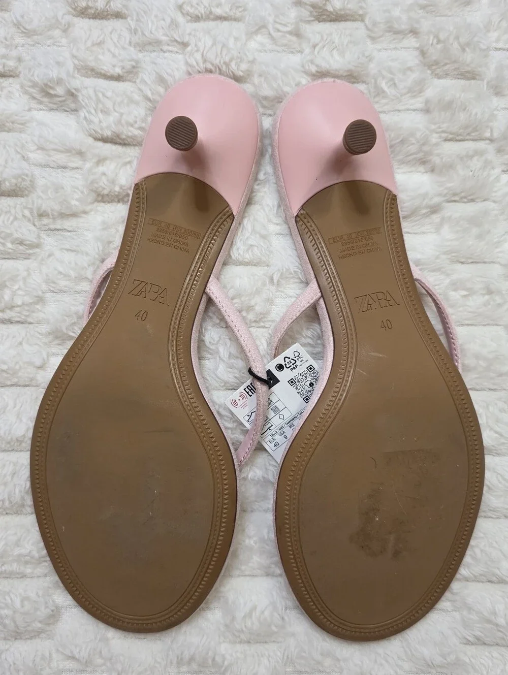 NWT ZARA Pink Suede Kitten Heel Split Sandals - Picture 12 of 12